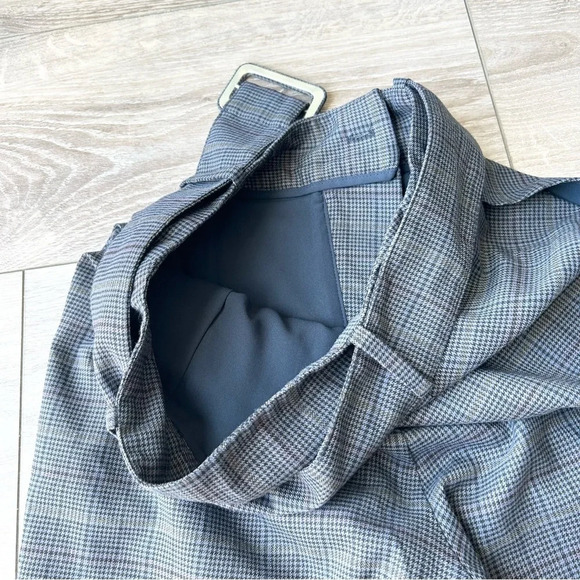 Frank And Oak Checked Pleated High Waist Cuffed Pants  With Belt - Picture 13 of 13